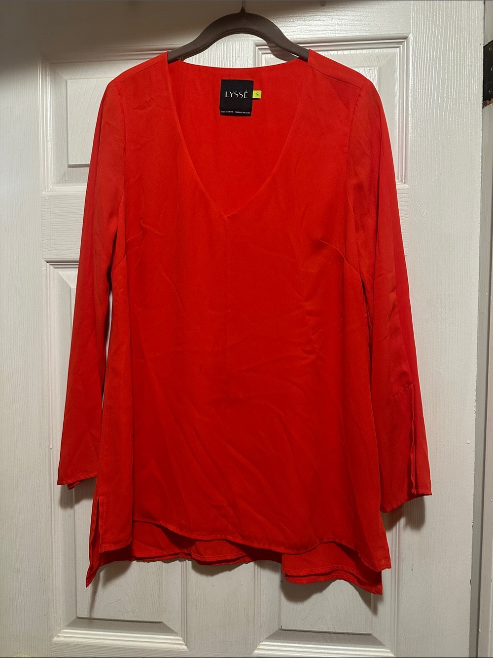 Lysse Bright Red V-Neck Long Sleeve Tunic